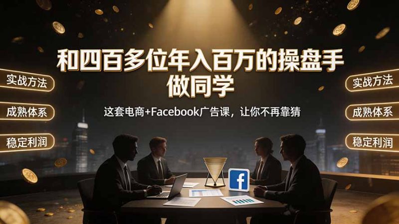 和四百多位年入百万的操盘手做同学——这套电商+Facebook广告课,让你不再靠猜【原创双语字幕】-创业资源网 | 精品设计与工具分享平台