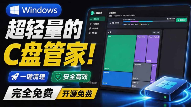 Windows 超轻量的C盘管家!超级有特点,支持磁盘分析及清理提醒,2M大小体积,完全免费 C盘管家-创业资源网 | 精品设计与工具分享平台