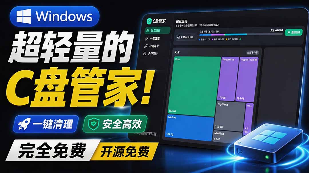 Windows 超轻量的C盘管家!超级有特点,支持磁盘分析及清理提醒,2M大小体积,完全免费 C盘管家 Windows 超轻量的C盘管家!超级有特点,支持磁盘分析及清理提醒,2M大小体积,完全免费 C盘管家