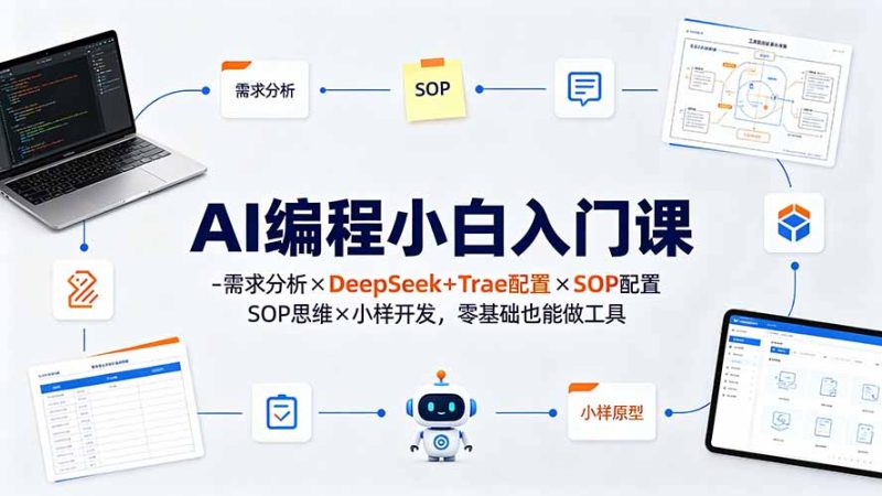 AI编程小白入门课-需求分析×DeepSeek+Trae配置×SOP思维×小样开发,零基础也能做工具-创业资源网 | 精品设计与工具分享平台