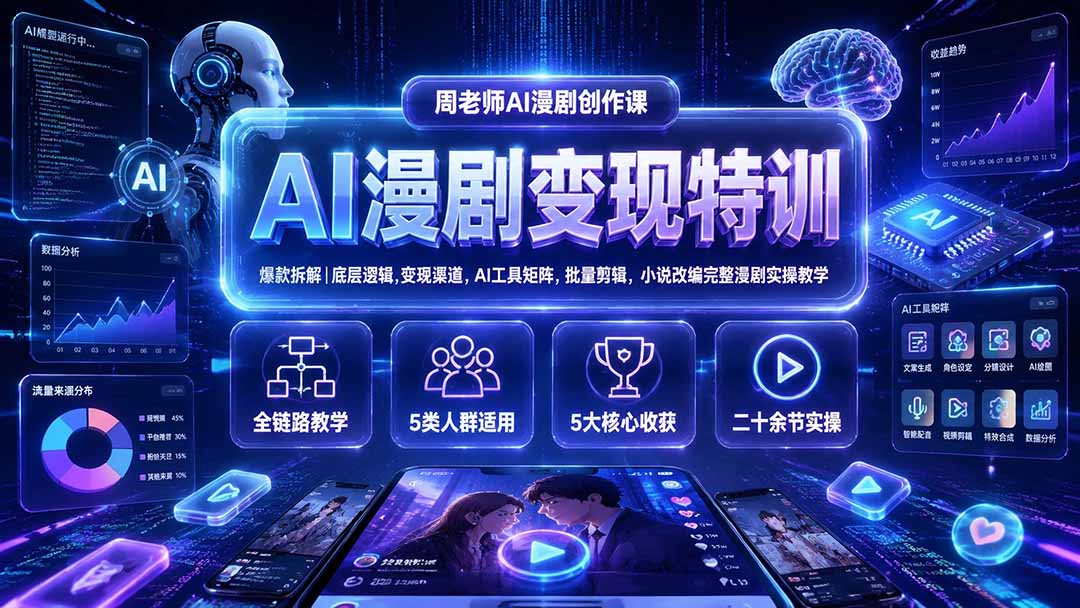 AI漫剧变现特训★爆款拆解|底层逻辑,变现渠道,AI工具矩阵,批量剪辑,小说改编完整漫剧实操教学 AI漫剧变现特训★爆款拆解|底层逻辑,变现渠道,AI工具矩阵,批量剪辑,小说改编完整漫剧实操教学